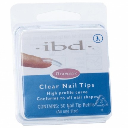 Clear tipy 3 - 50ks - IBD - průhledný tip na nehty, velikost 3